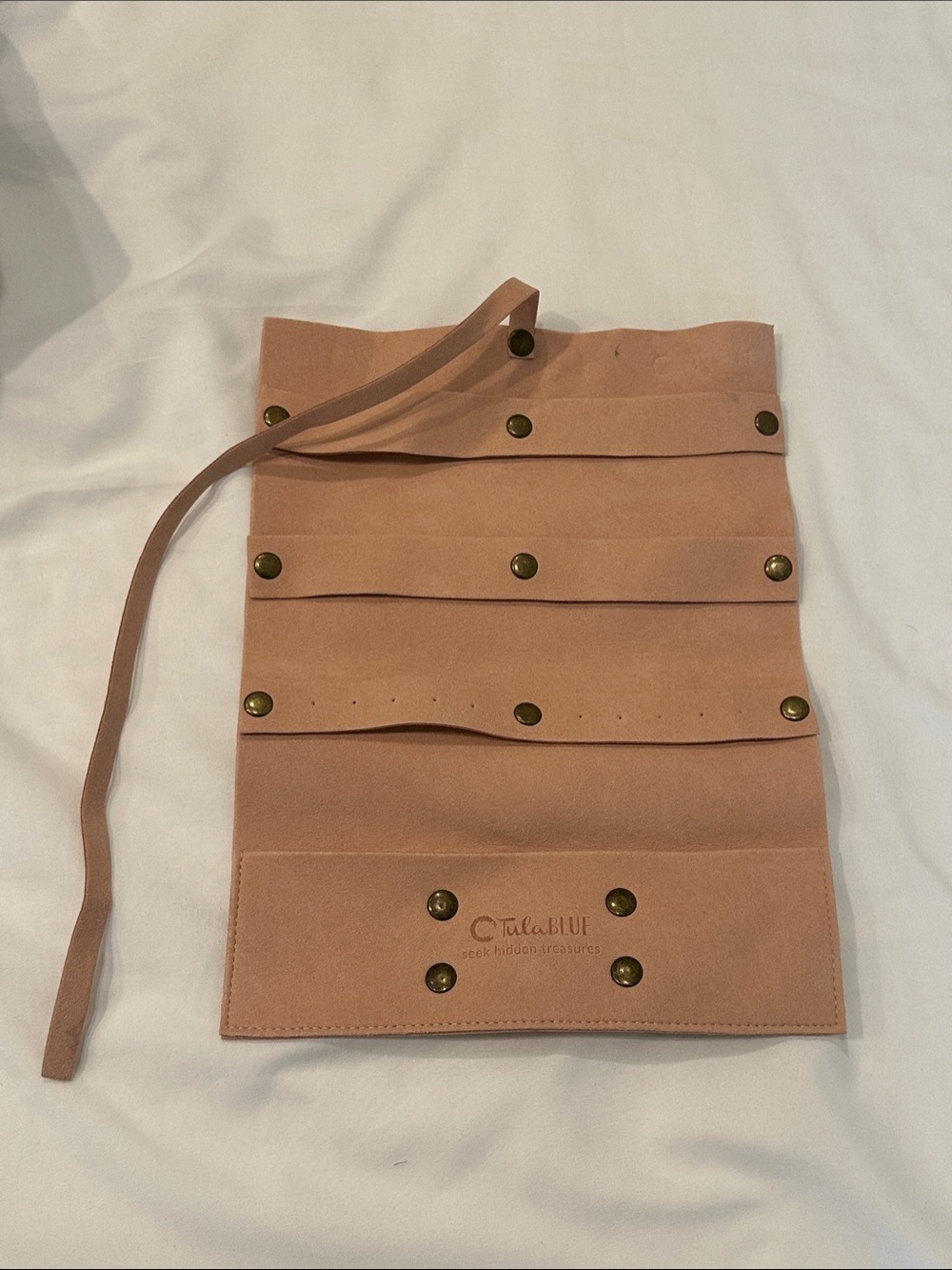 Tula Blush Tan Jewelry Roll Organizer with Snap Panels